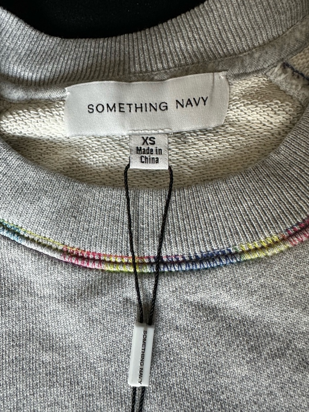 Something Navy Light Gray Ruffle-Shoulder Sweatshirt - Picture 7 of 15